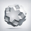 Volume polyhedron gray star, 3d object, geometry shape, mesh version, abstract vector element for you design project